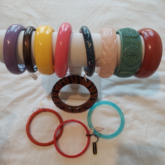 Colorful Bangle Bracelet Lot of 10 - Various Colors, Widths, Materials - - Picture 2 of 7